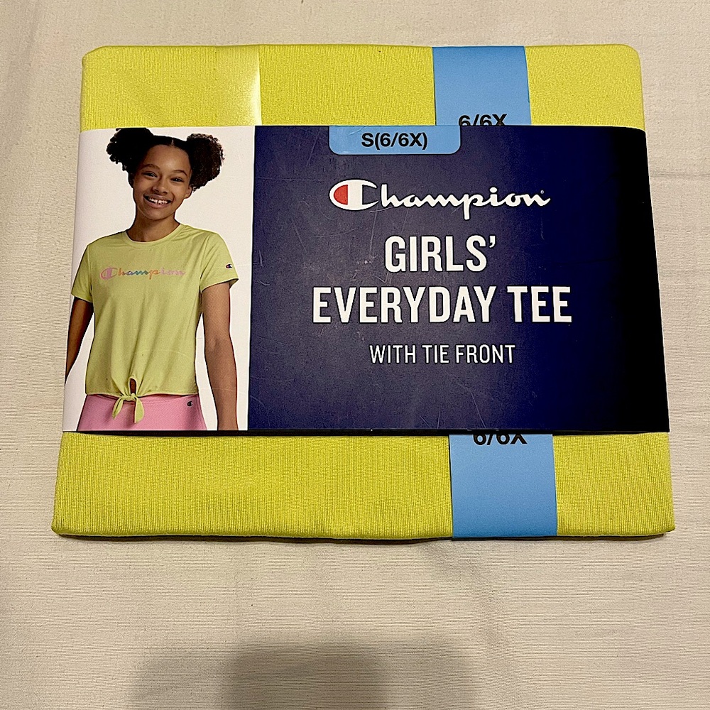 Girl’s Champion Everyday Tee with Tie Front Limelight